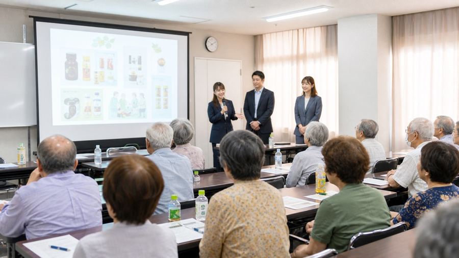 企業担当者が参加者へ商品説明を行う様子